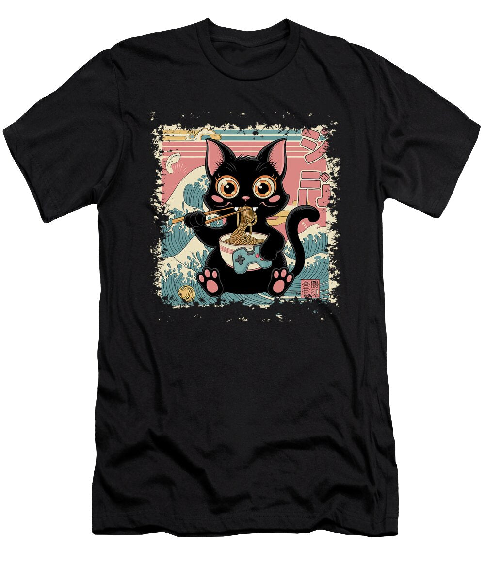 Cat Ramen Gaming Japanese Funny Graphic Kawaii Zyneu Gangd T-Shirt