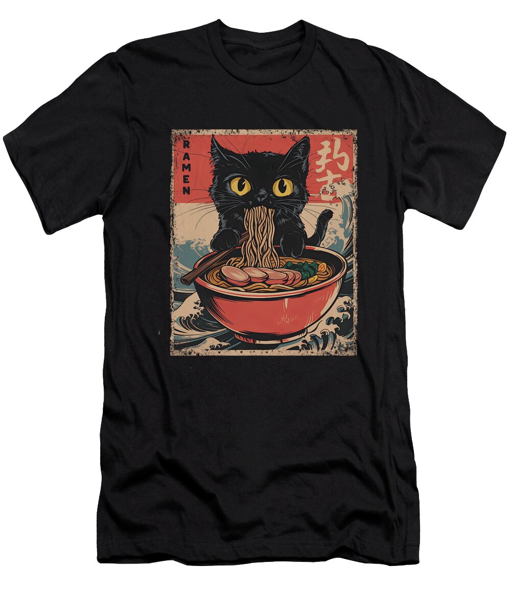 Cat Ramen Japanese Funny Graphic Kawaii Cat Gift Zyneu Gangd T-Shirt