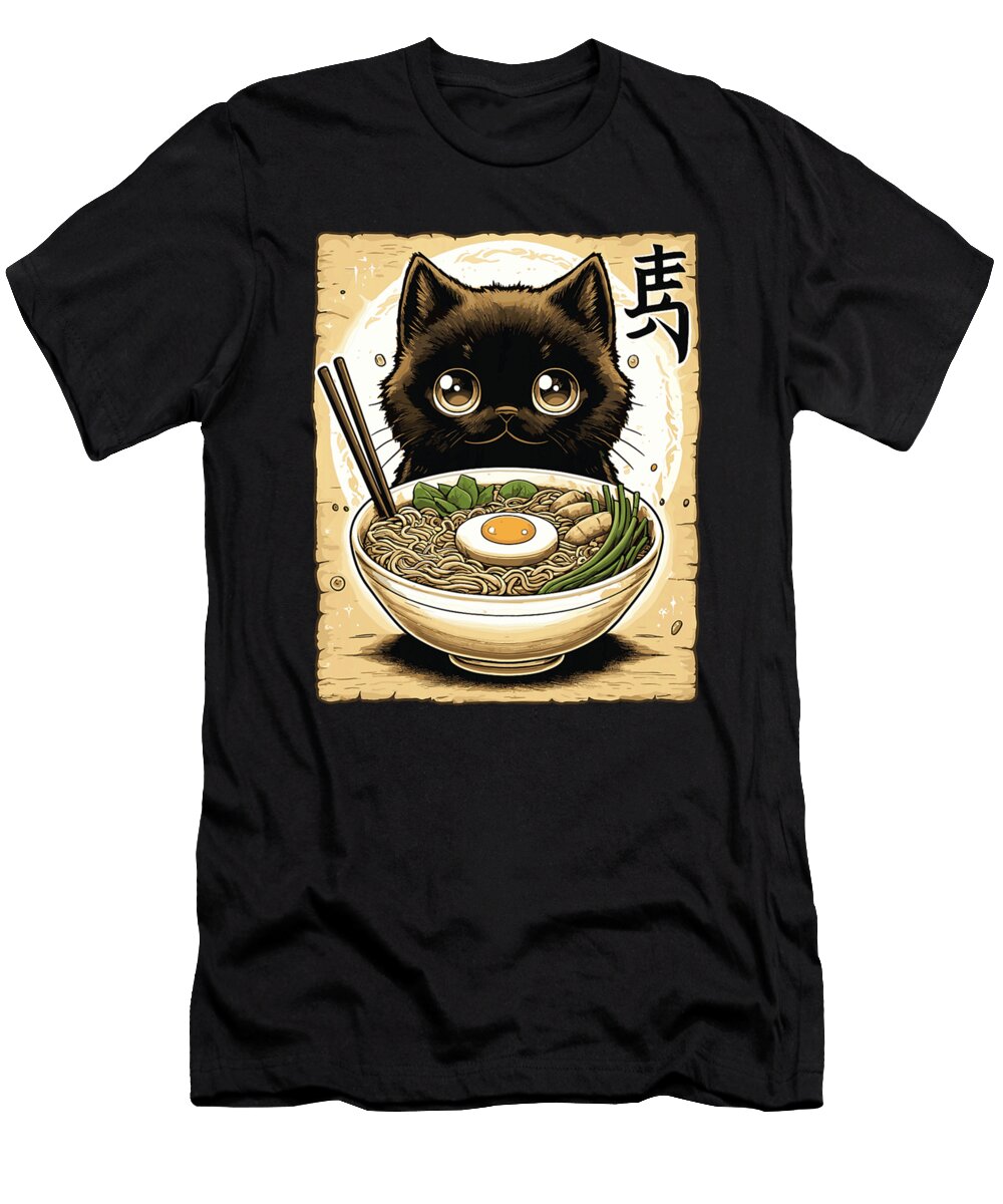 Cat Ramen Japanese Funny Graphic Zyneu Gangd T-Shirt