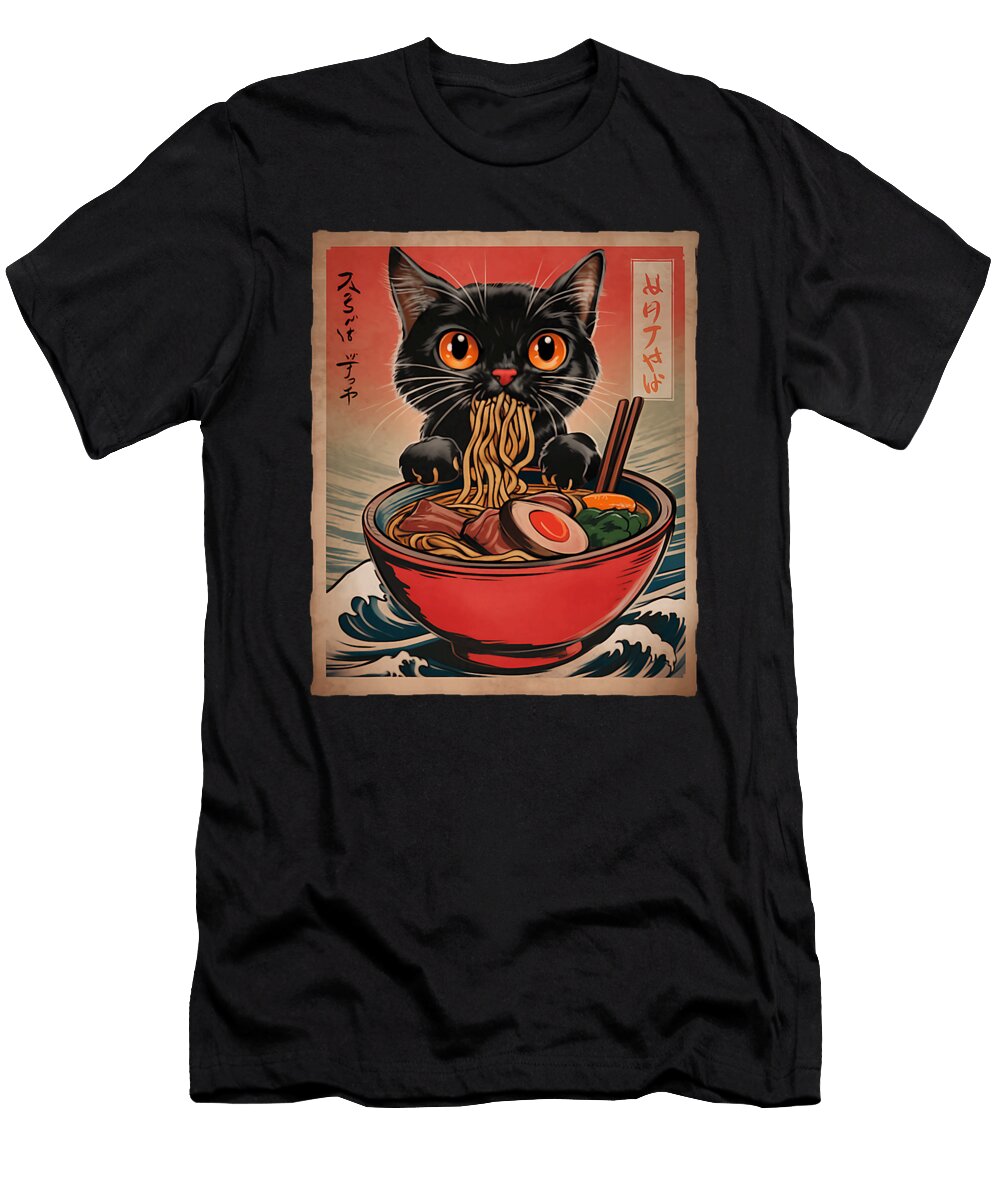 Cat Ramen Japanese Funny Kawaii Cat Anime Manga Zyneu Gangd T-Shirt
