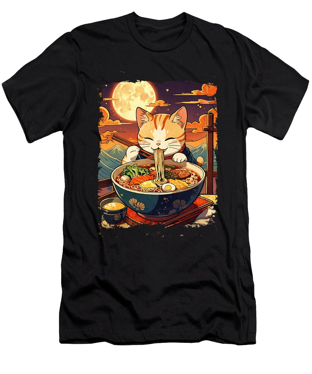Cat Ramen Japanese Graphic Kawaii Cat Anime Zyneu Gangd T-Shirt