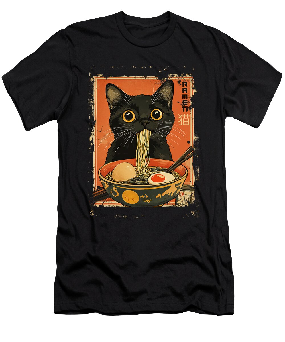Cat Ramen Japanese Kawaii Cat Anime Funny Zyneu Gangd T-Shirt