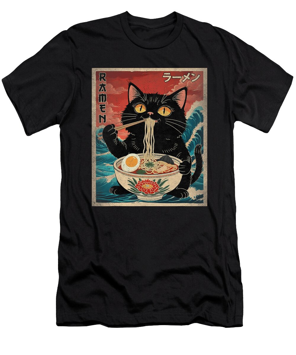 Cat Ramen Japanese Kawaii Cat Anime Gift Zyneu Gangd T-Shirt