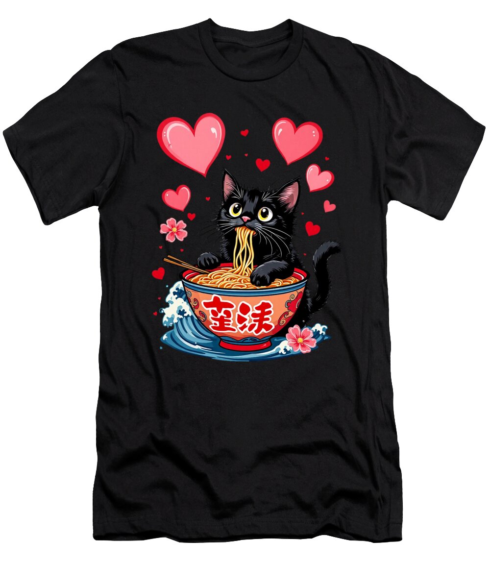 Cat Ramen Kawaii Japanese Inspired Art Maximilian Klein T-Shirt