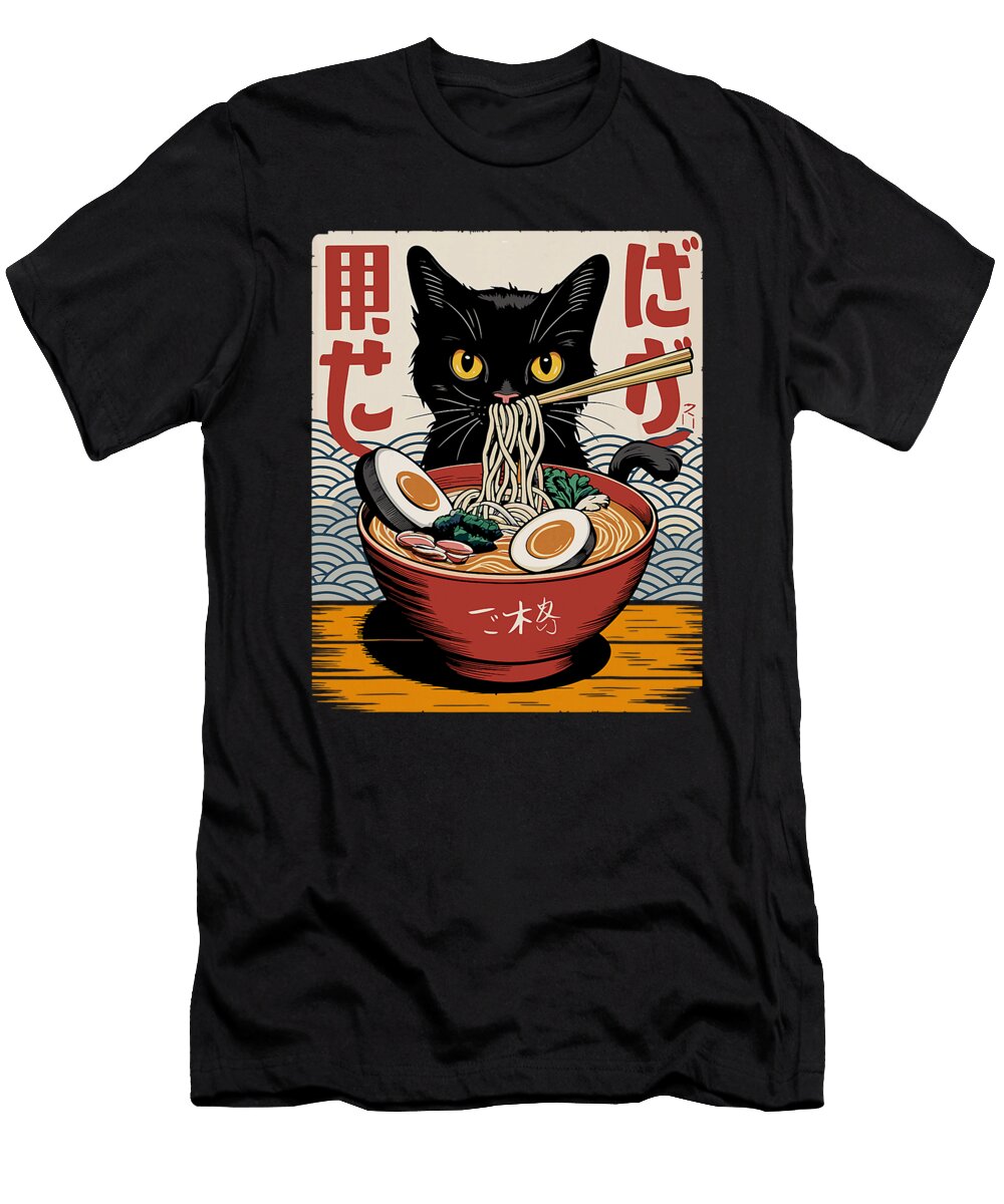 Cat Ramen Noodle Japanese Anime Cat Kawaii Zyneu Gangd T-Shirt