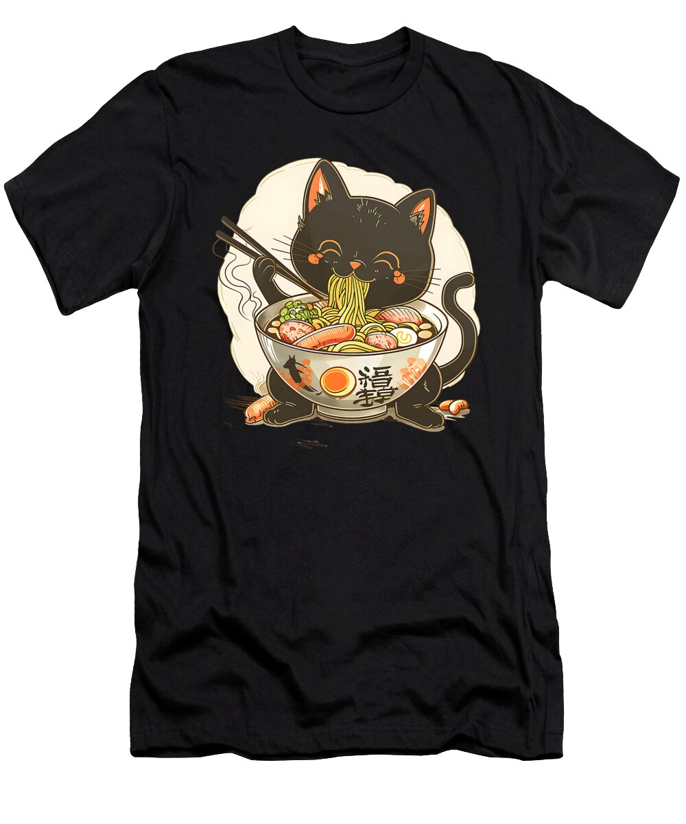 Cat Ramen Noodle Japanese Anime Manga Ramen Cat Zyneu Gangd T-Shirt