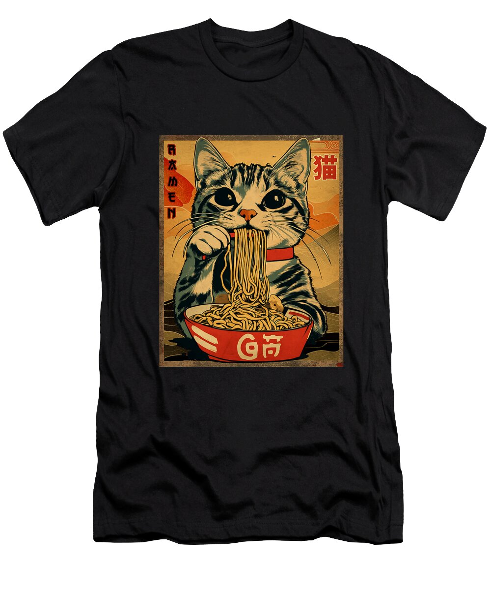 Cat Ramen Noodles Funny Zyneu Gangd T-Shirt