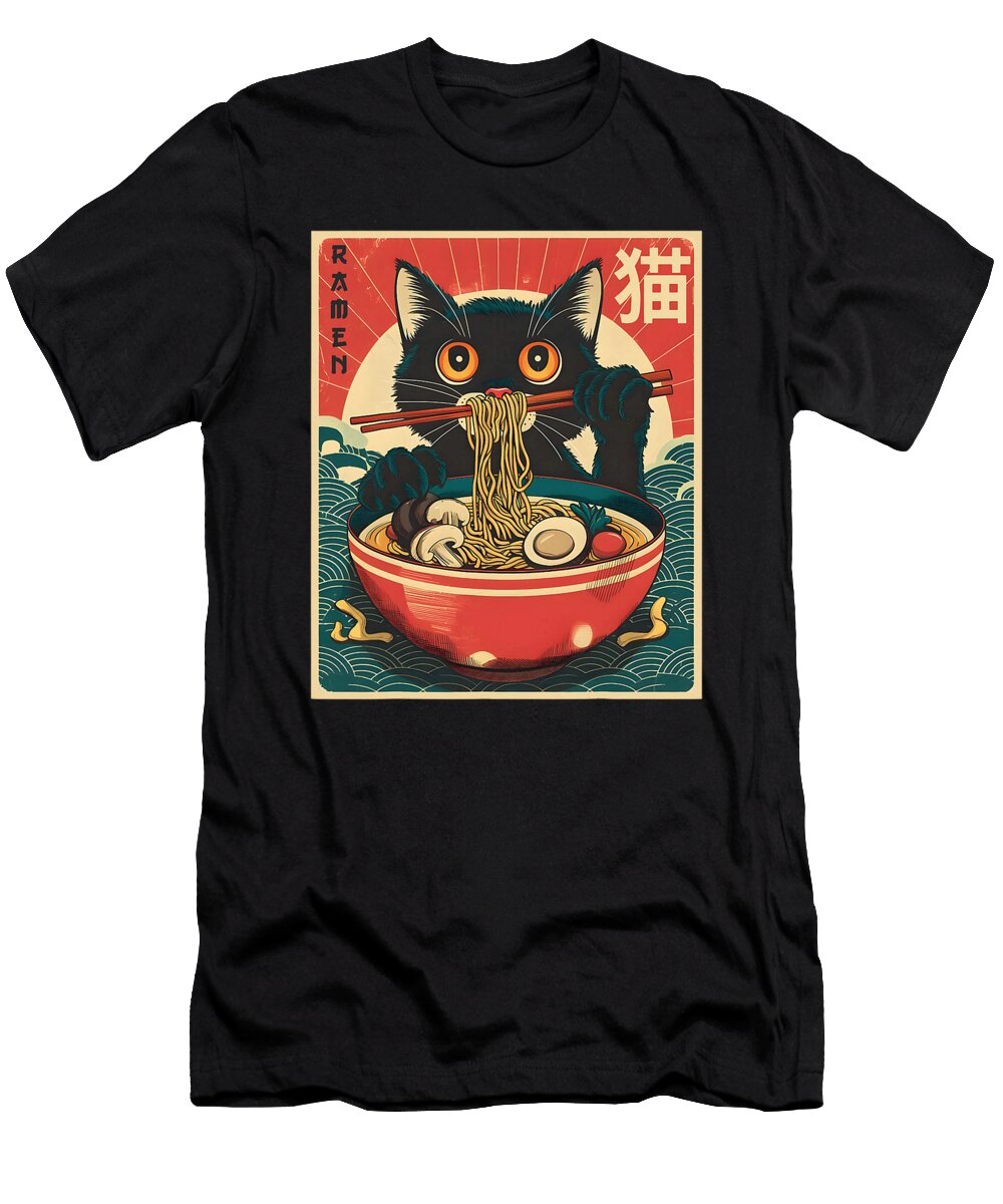 Cat Ramen Noodles Kawaii Cat Anime Zyneu Gangd T-Shirt