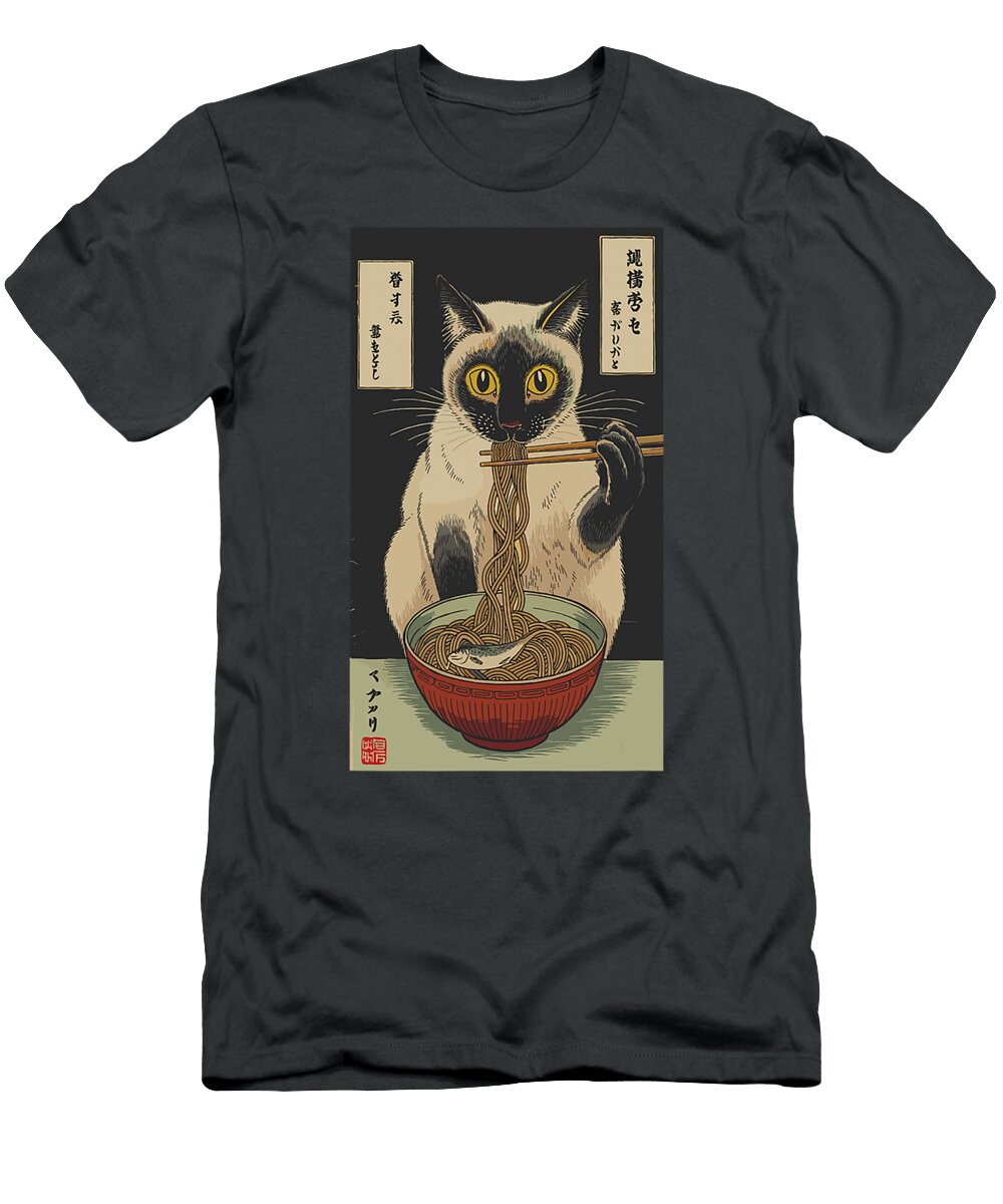 Cat Ramen Siamese Cat Eating Ramen Zyneu Gangd T-Shirt
