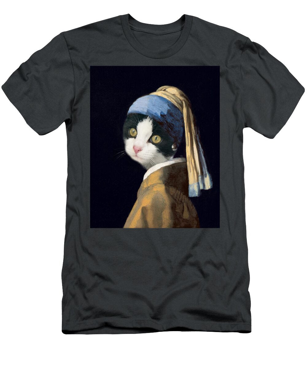Cat with a Pearl Earring Delphimages Photo Creations T-Shirt
