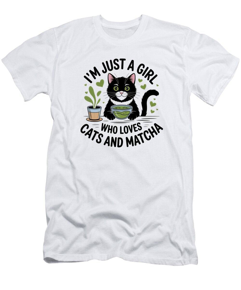 Cat with Matcha and Coffee Joanna Redesiuk T-Shirt