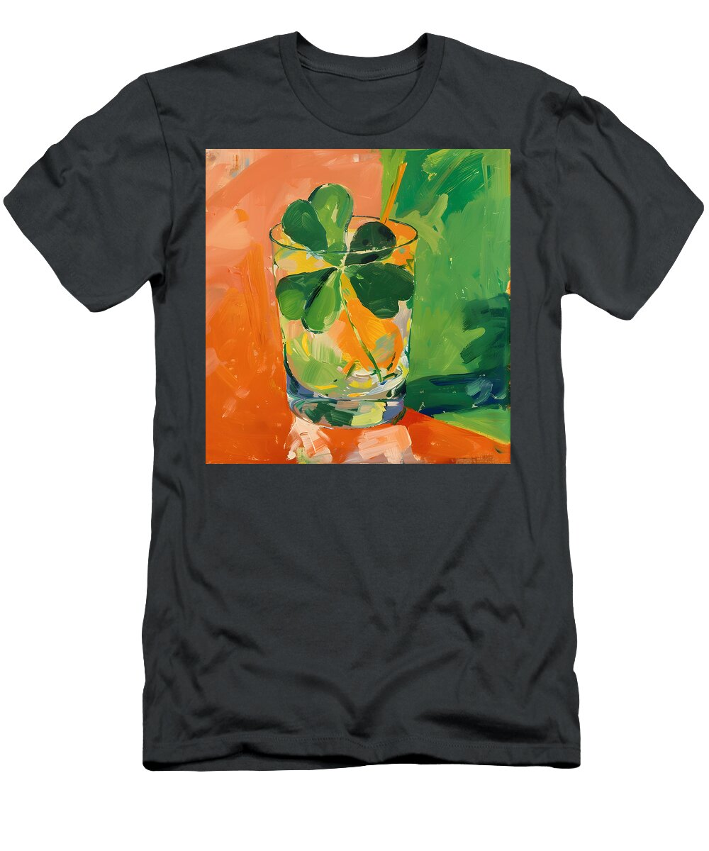 Celestial Irish Bliss St Patricks Day Acrylic Paintings Infused with Margarita Magic and Shamrock Olfactoart Studio T-Shirt