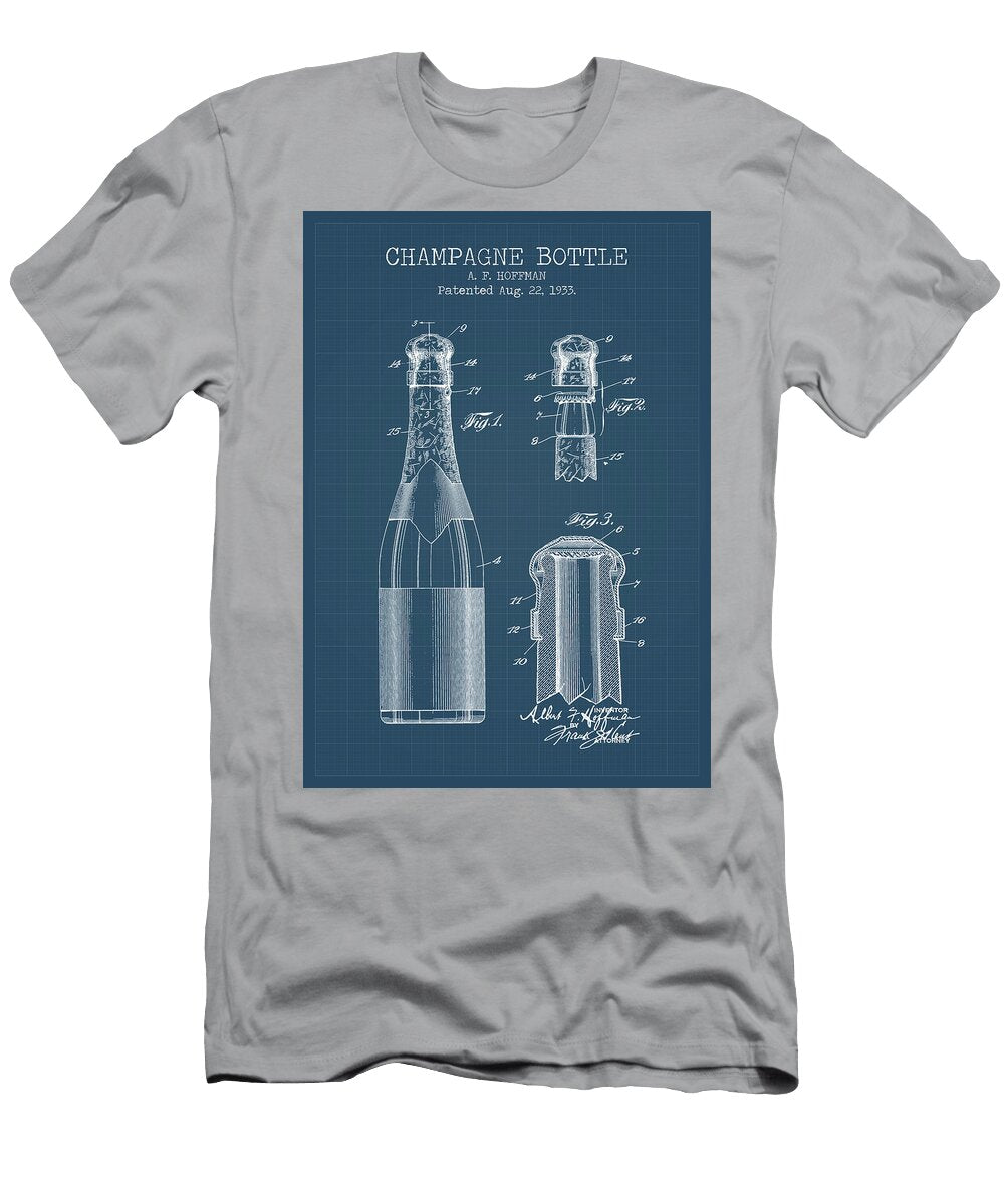 Champagne Bottle Blueprint Denny H T-Shirt