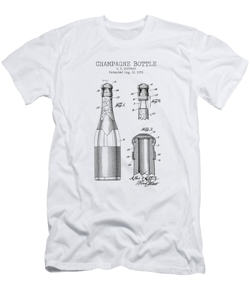 Champagne Bottle Patent Denny H T-Shirt