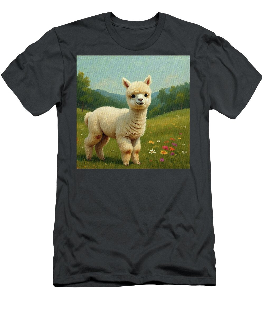 Charming Alpaca in Blooming Meadow Sarah Kirk T-Shirt