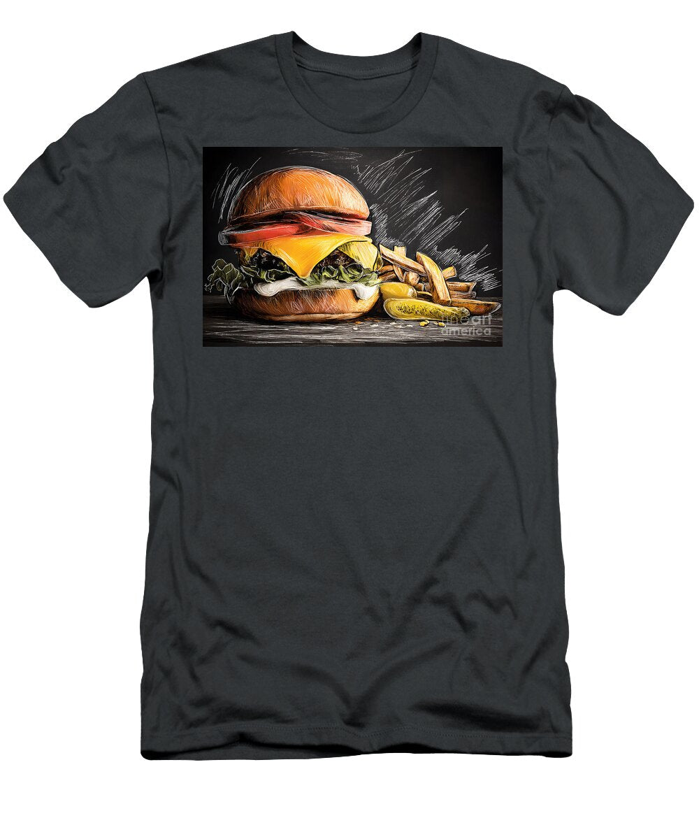 Cheeseburger with Fries and Pickles Olfactoart Studio T-Shirt