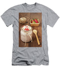 Chia Seed Pudding with Strawberries Banana Almonds and Coconut Dark Wood Background Sevda Stancheva T-Shirt