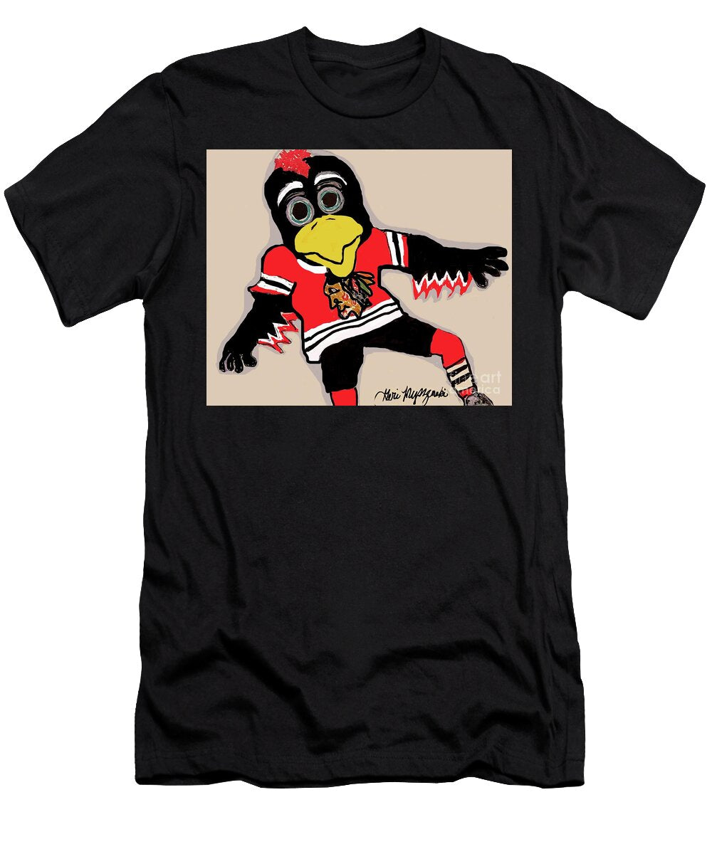 Chicago Blackhawks Tommy Hawk Mascot Geraldine Myszenski T-Shirt