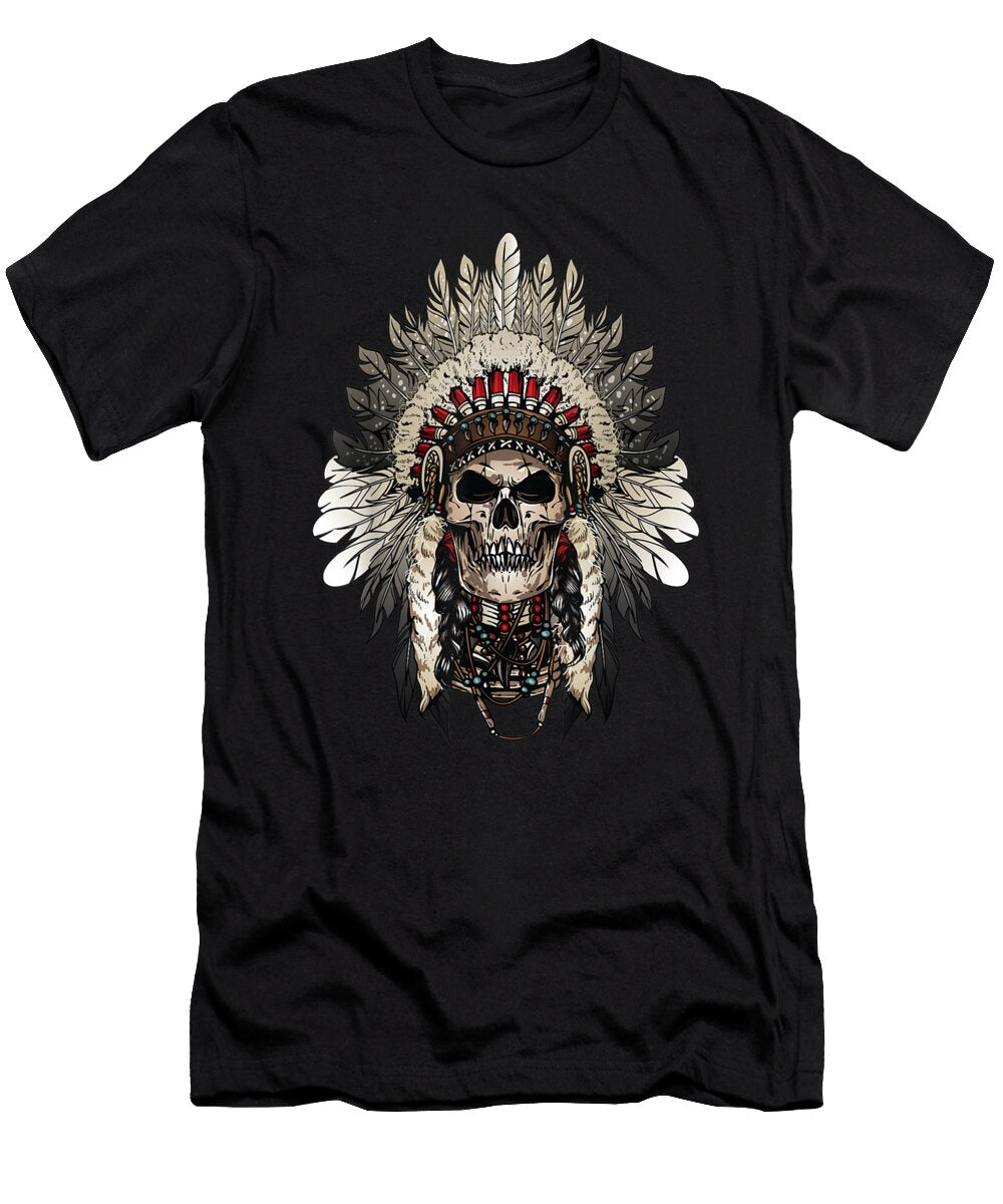 Chief Indian Skull Tribal Headdre for Lover Shannon Nelson Art T-Shirt