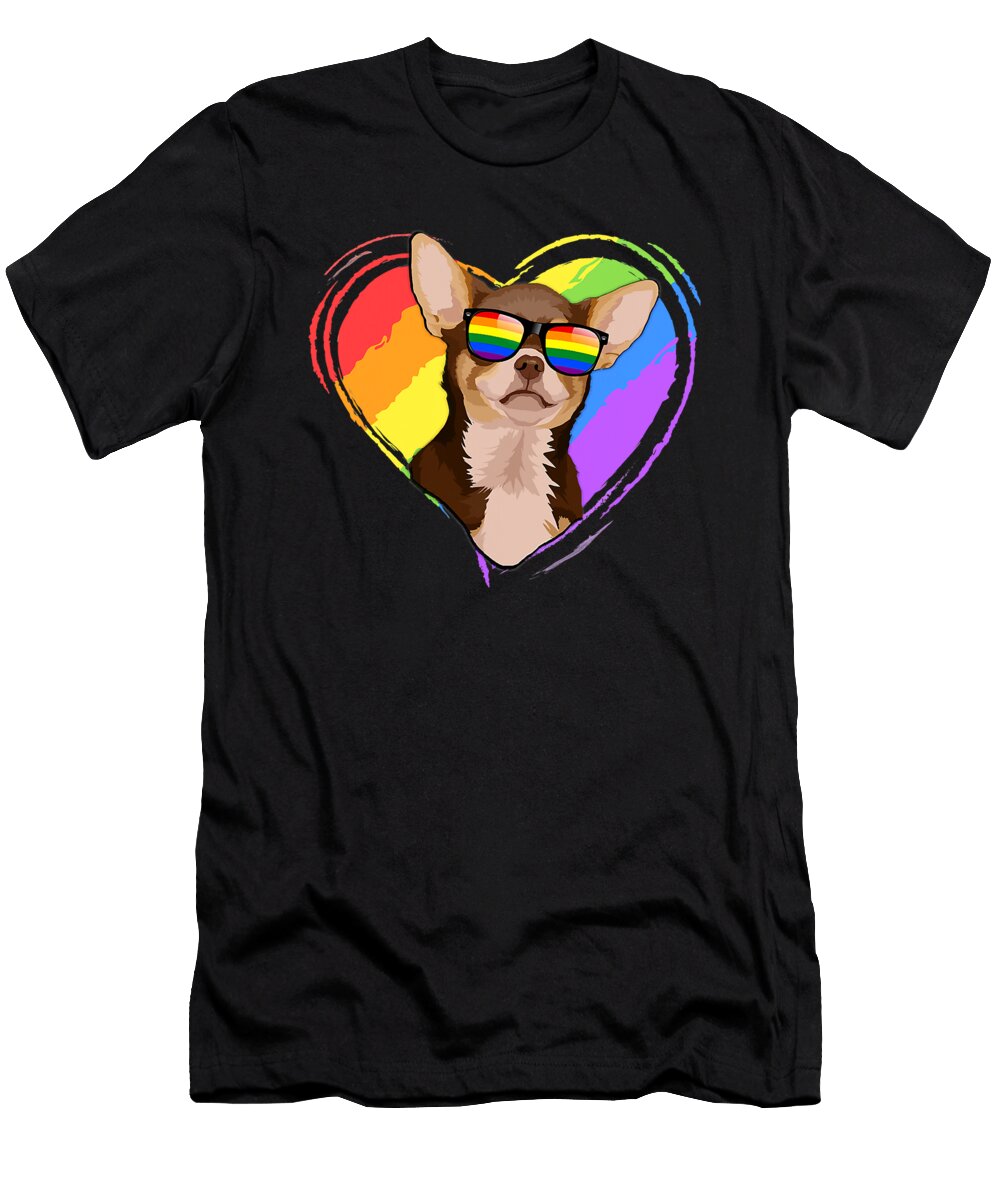 Chihuahua Rainbow Heart Gay Pride Lgbt Dog Shannon Nelson Art T-Shirt