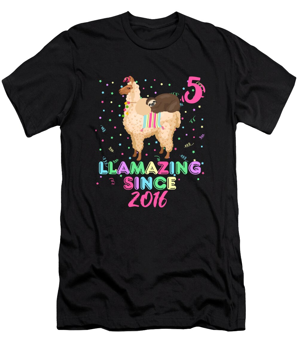 Children 5 Years Birthday Gift Girl Llamazing Evgenia Halbach T-Shirt