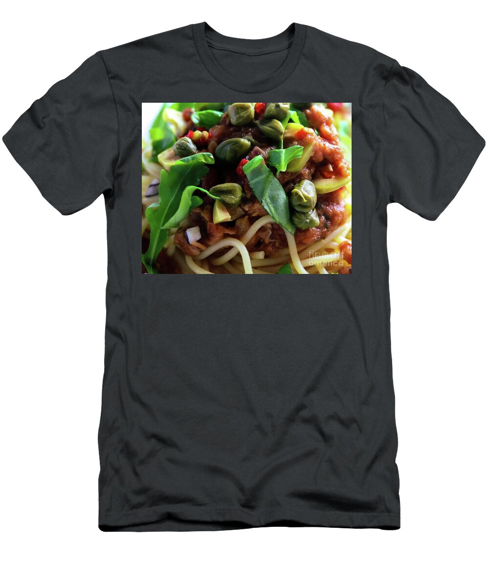 Chili Tuna Pasta with Capers Tomato and Olives Johanna Hurmerinta T-Shirt