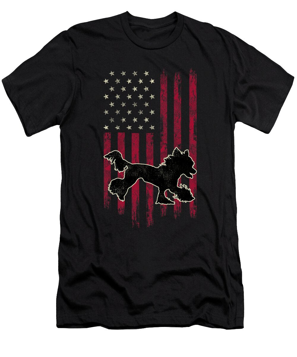 Chinese Crested Dog Lovers American Flag 4th of Natalie Lidford T-Shirt