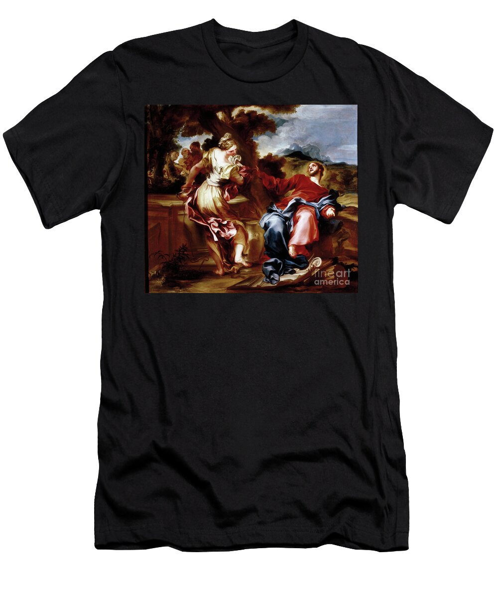 Christ and Samaritan Painting By Giovanni Andrea De Ferrari Giovanni Andrea Di Ferrari T-Shirt