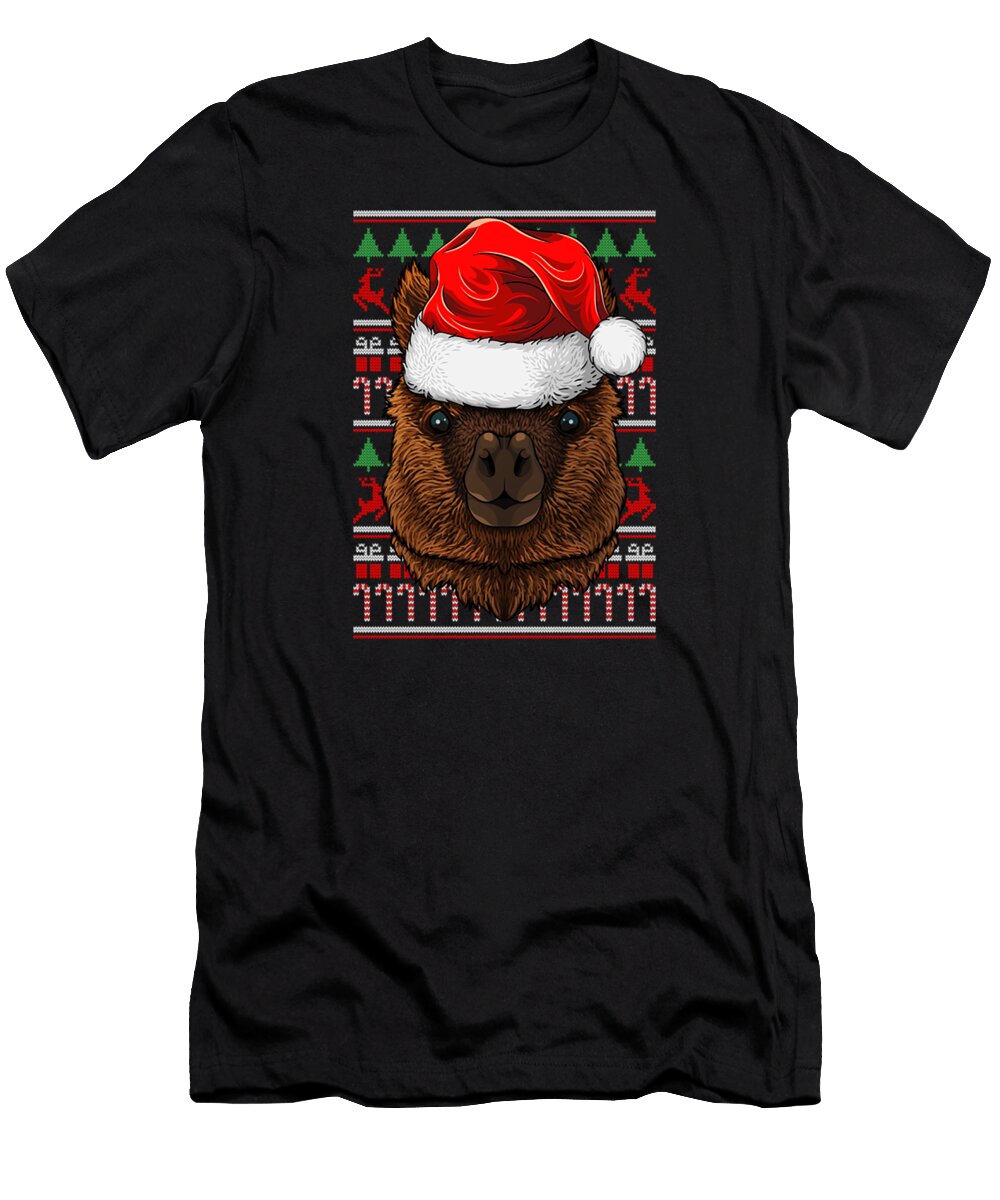 Christmas Alpaca Santa Hat Cute Animal Ugly Xmas Henri Sadut T-Shirt