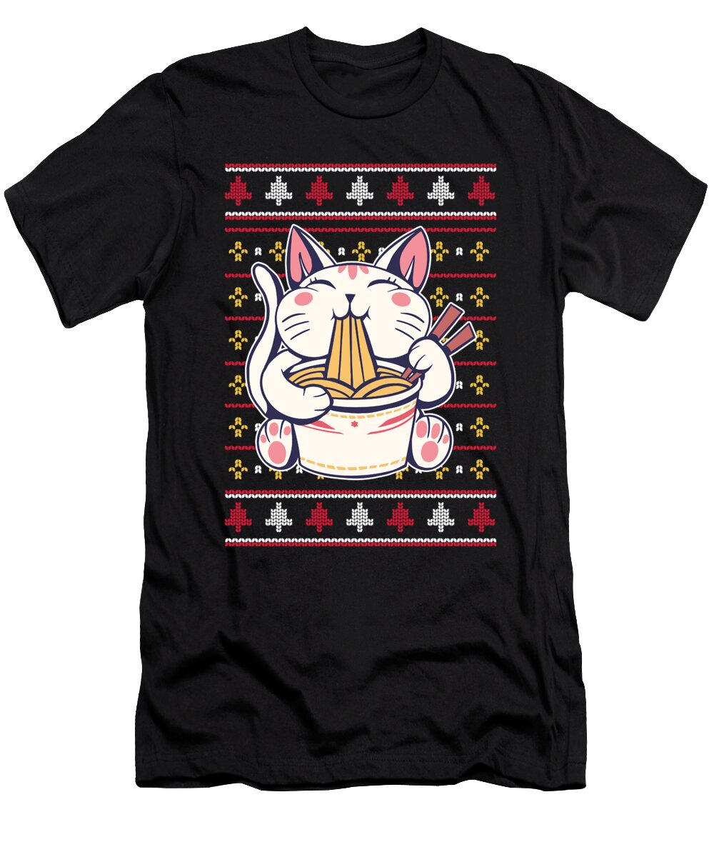 Christmas Cat Ramen Funny Xmas Kitten Pet Animal Florian Dold Art T-Shirt