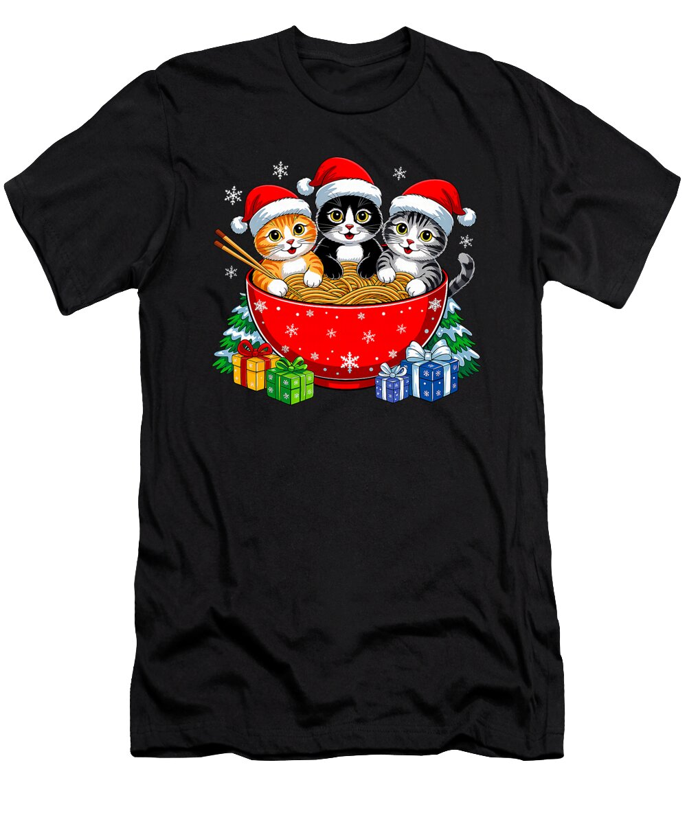 Christmas Cats Ramen Kitten Anime Xmas for Men Studi Alex T-Shirt