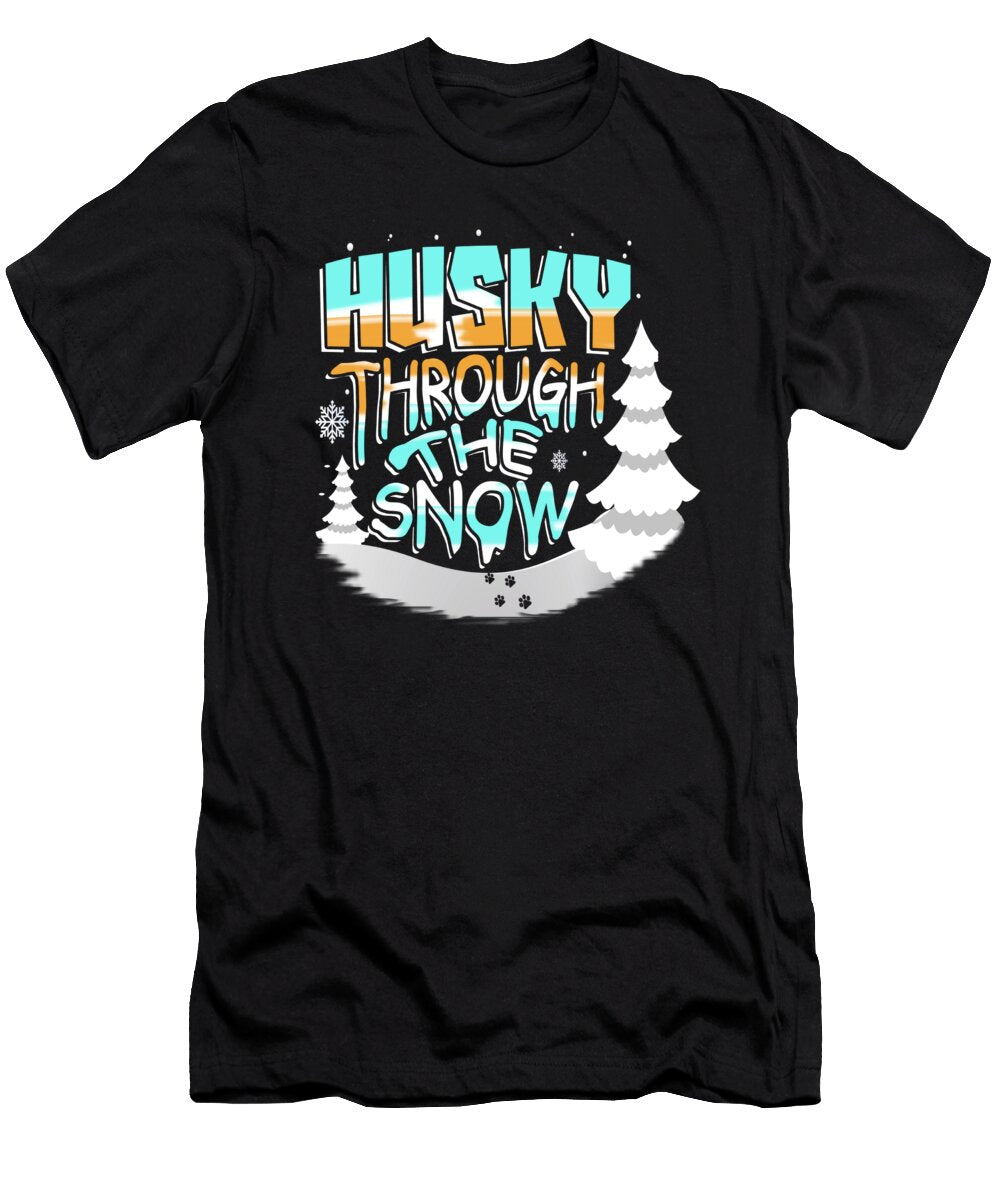 Christmas Husky Through the Snow Dog Lover Kanig Designs T-Shirt