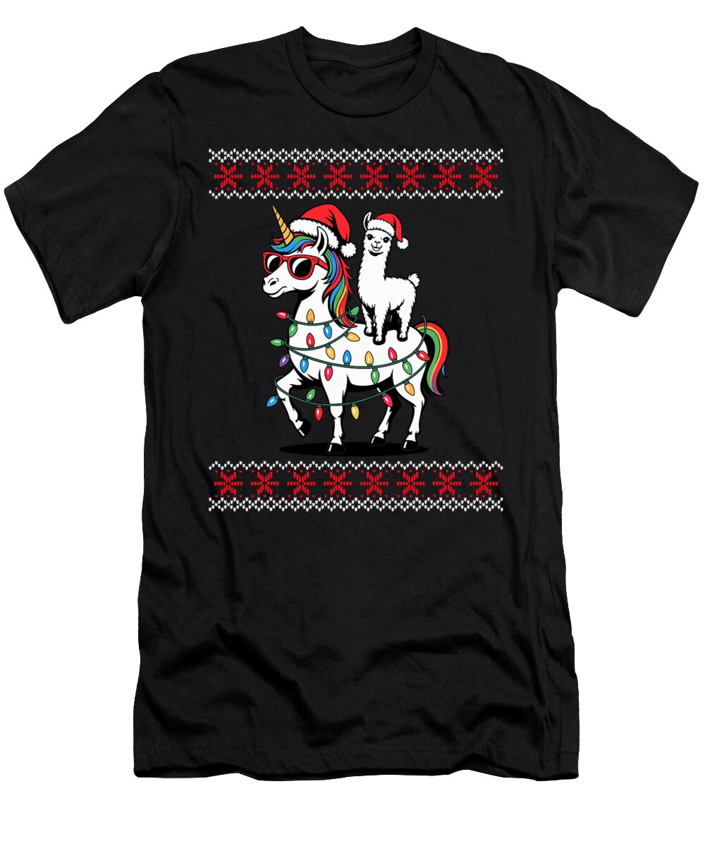 Christmas Llama Unicorn Sunglasses Llamas Sophie Eleanor T-Shirt