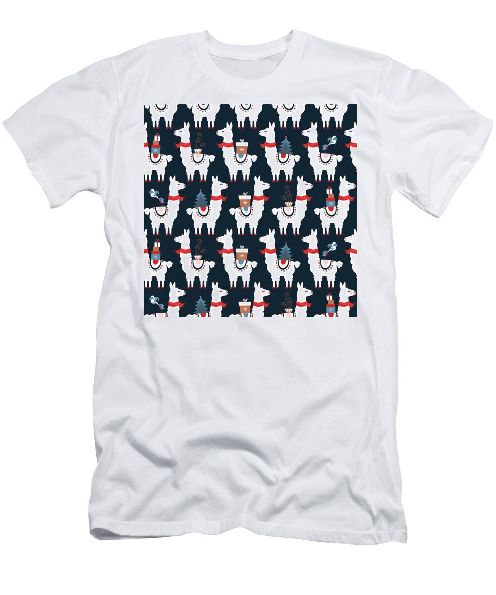 Christmas Llamas Seamless Pattern Julien T-Shirt
