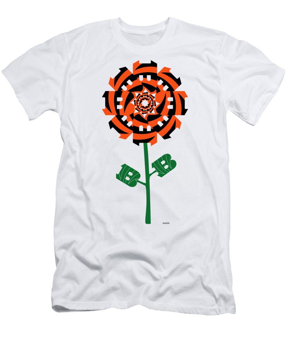 Cincinatti Bangels NFL Football Team Logo Flower Art Steven Shaver T-Shirt
