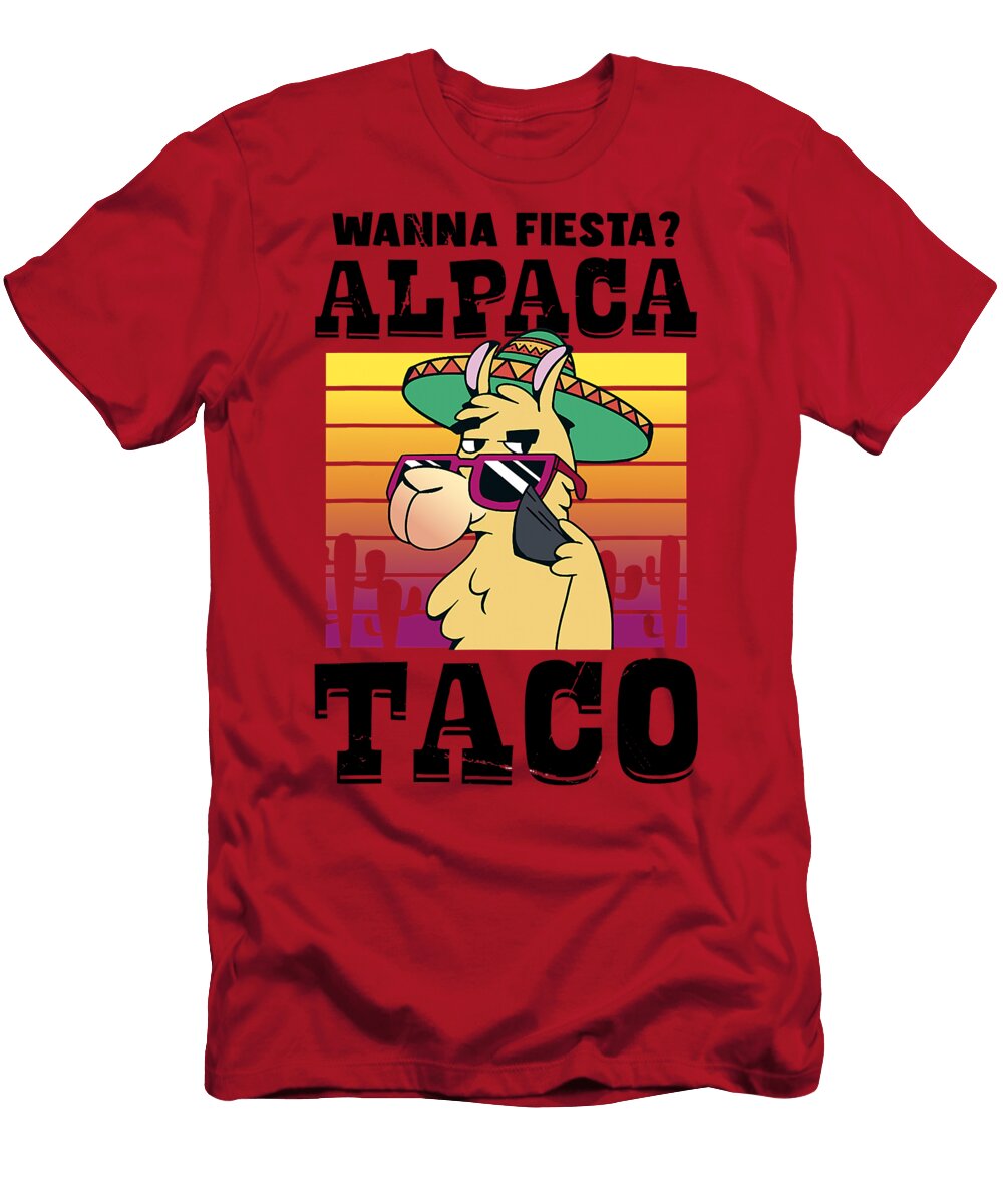 Cinco De Mayo Funny Mexican Llama Wanna Fiesta Alpaca Taco Grover Mcclure T-Shirt