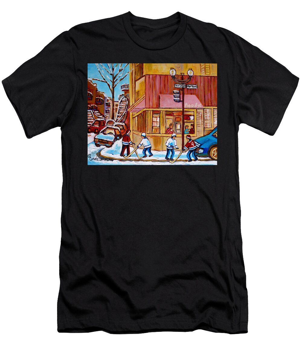 City of Montreal St Urbain and Mont Royal Beautys with Hockey Carole Spandau T-Shirt