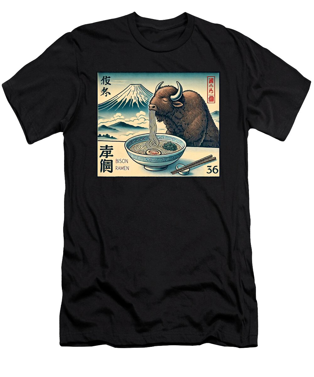 Classic Japanese Mt Fuji Noodles Lover Bison Maisie Jackson T-Shirt