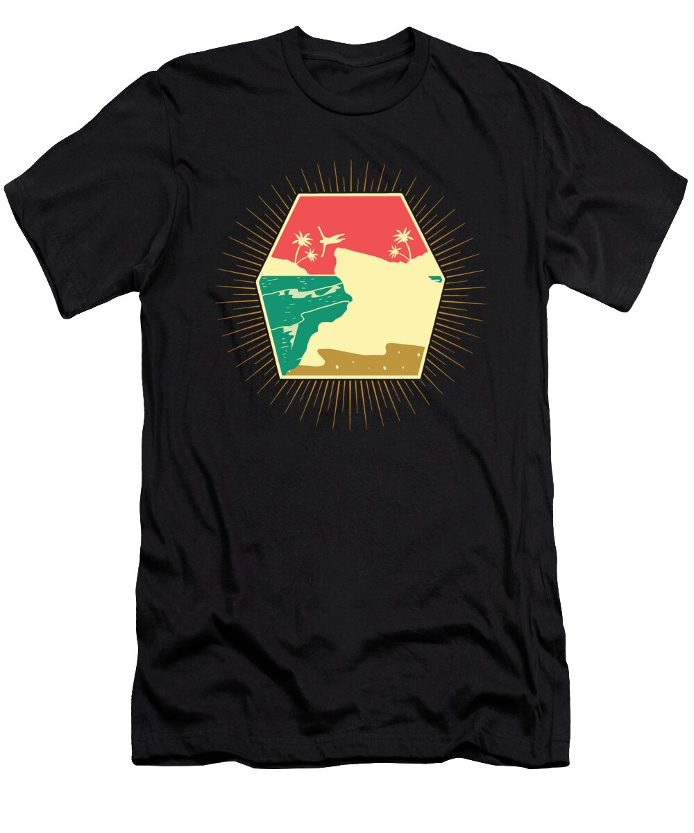 Cliff Jump Retro Island Palms Cliff Diving Gift Thomas Larch T-Shirt