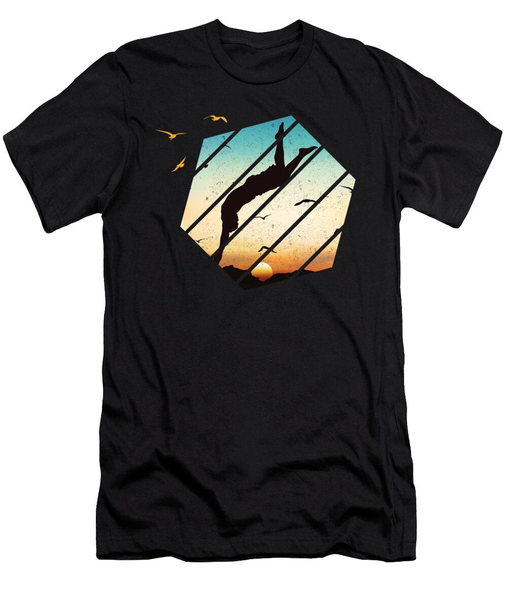 Cliff Jump Retro Vintage Sunset Cliff Diving Gift Thomas Larch T-Shirt