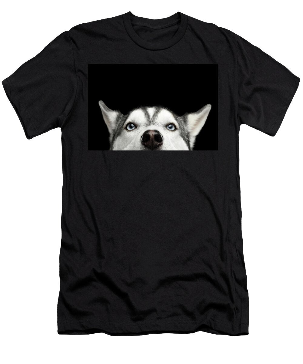 Close Up Head of Peeking Siberian Husky Sergey Taran T-Shirt