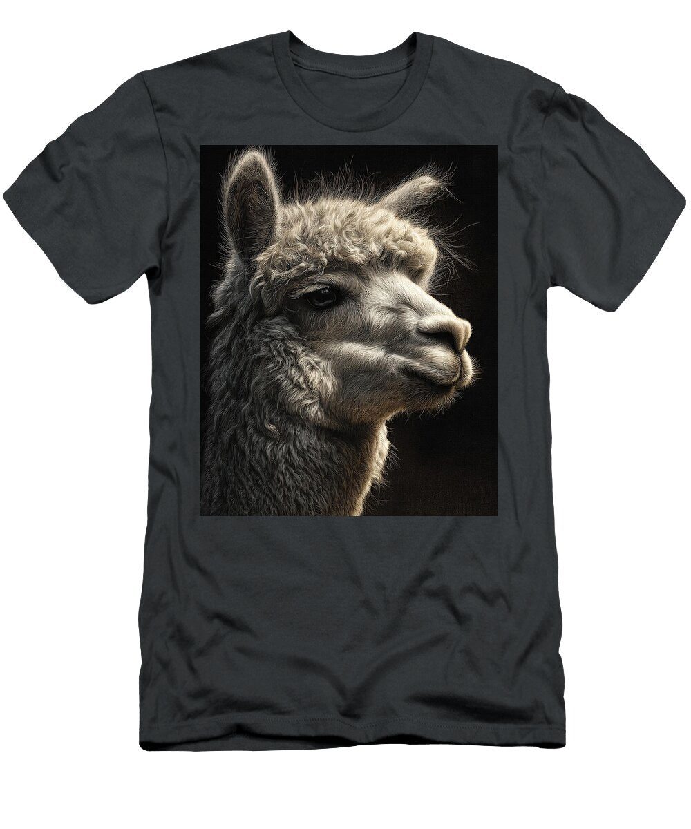 Close Up of a Fluffy Alpaca Athena Mckinzie T-Shirt