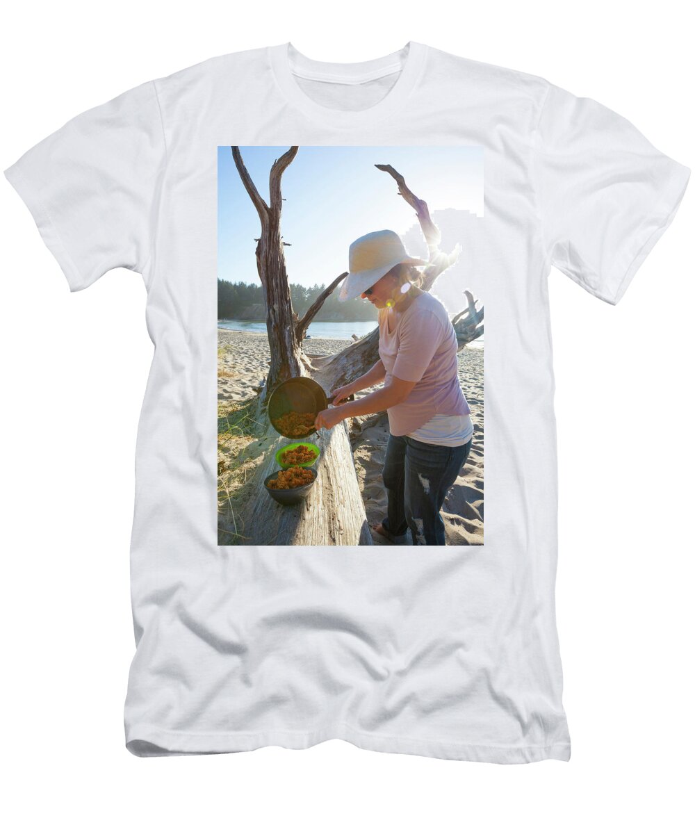 Close Up of a Woman Serves Pasta Dinner Christopher Kimmel T-Shirt