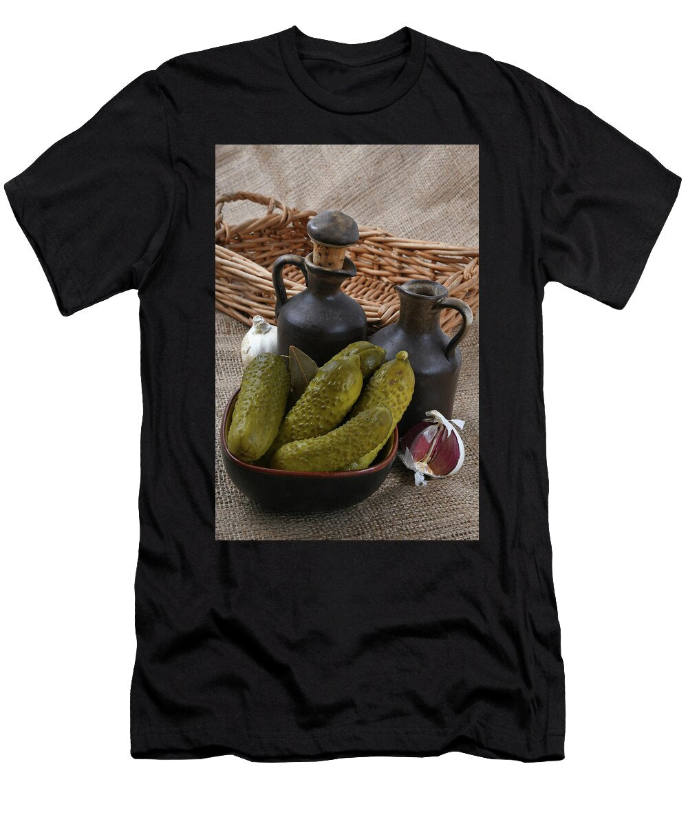 Close Up of the Pickled Cucumber Rural on Hessian Severija Kirilovaite T-Shirt