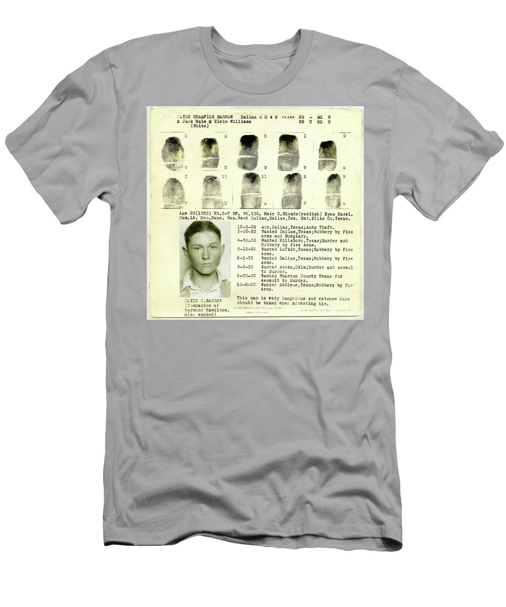 Clyde Barrow Fingerprints Jon Neidert T-Shirt