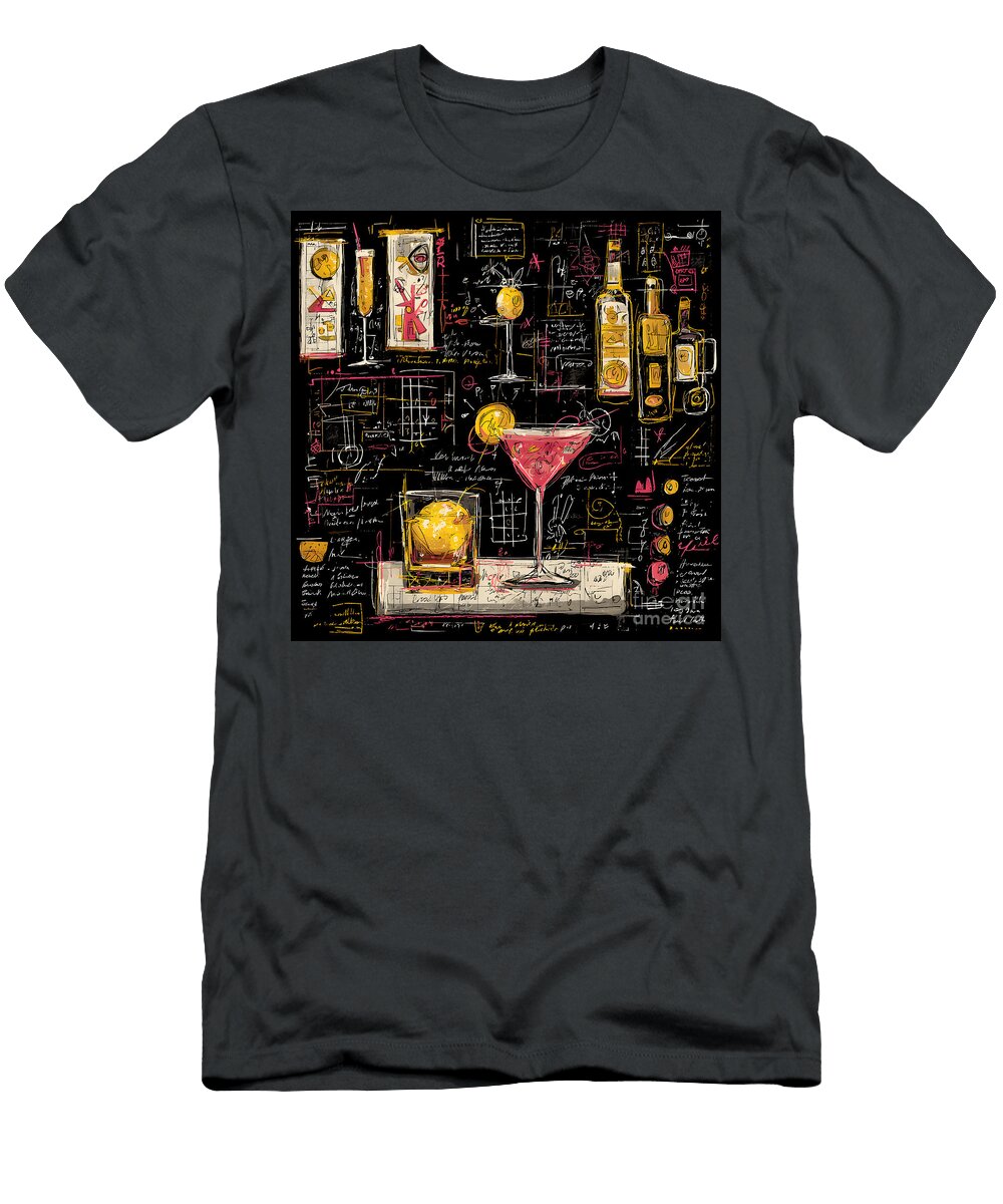 Cocktail and Geometric Sketches Olfactoart Studio T-Shirt