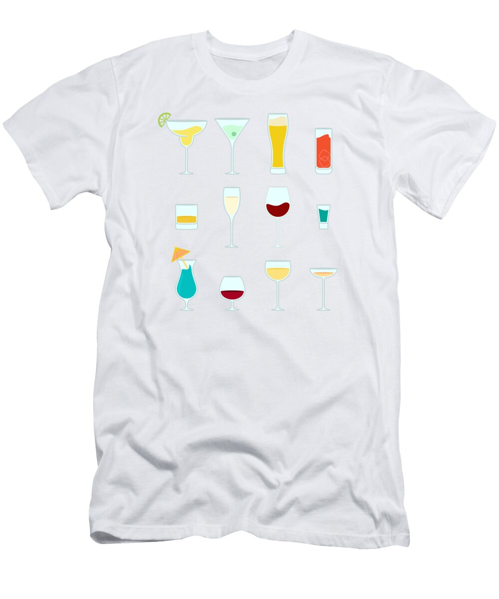 Cocktail Glasses Set Vector Tim Hester T-Shirt