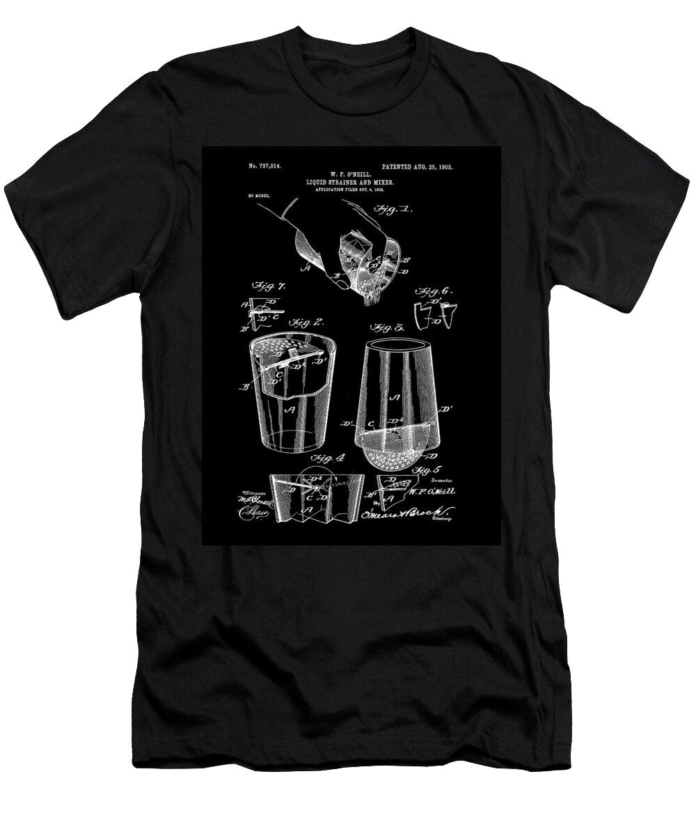 Cocktail Mixer and Strainer Patent 1902 Black Stephen Younts T-Shirt