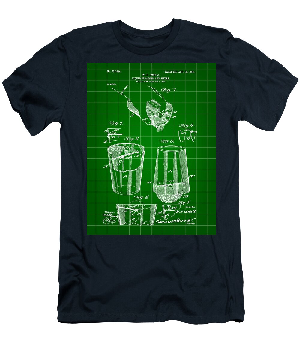 Cocktail Mixer and Strainer Patent 1903 Green Stephen Younts T-Shirt