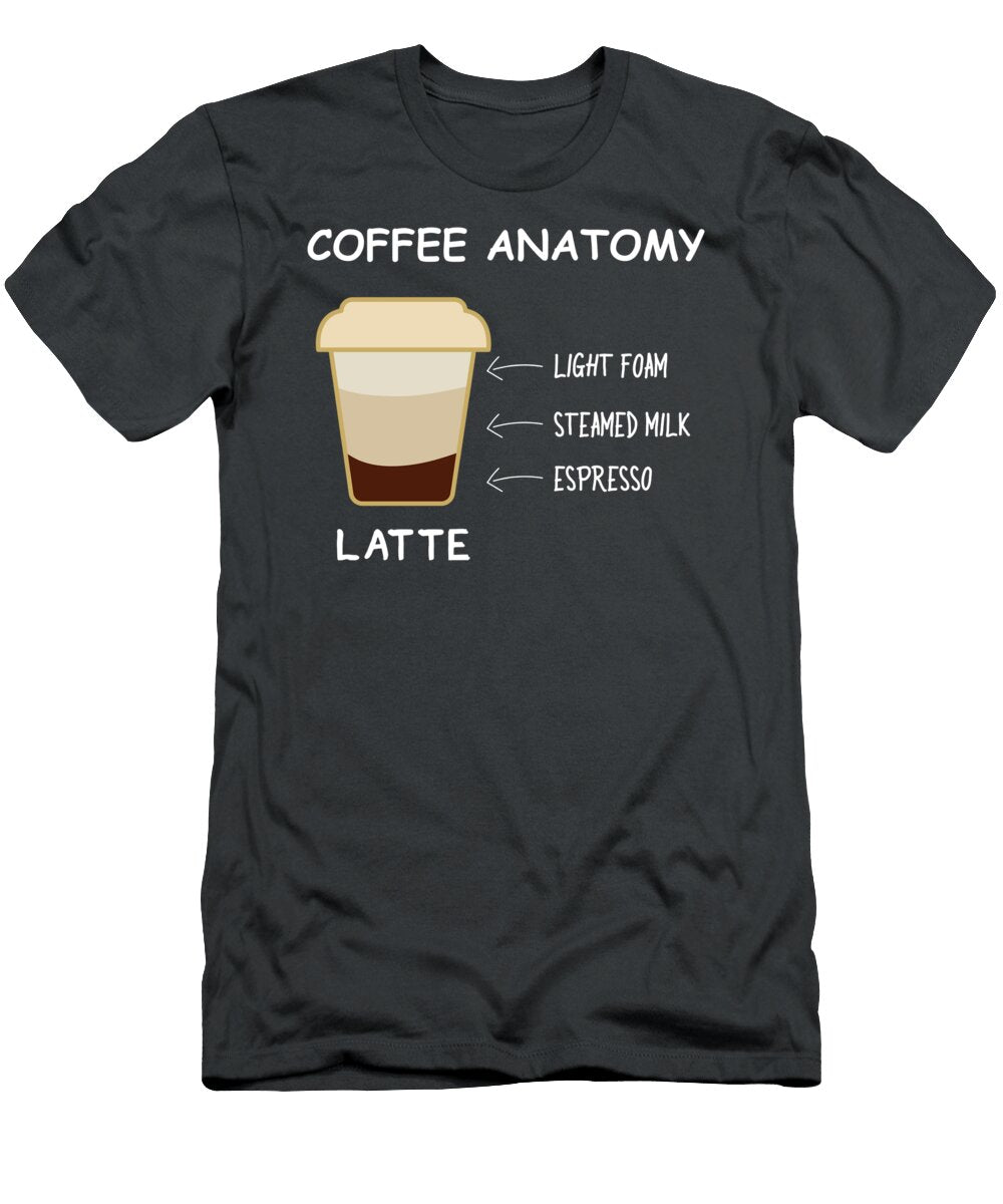 Coffee Anatomy Latte Barista for Men Women Coffee Lover Brewer Worker Crazy Squirrel T-Shirt